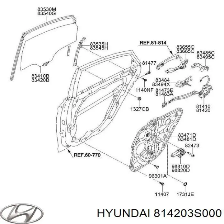 Zamek drzwi tylnych prawych Hyundai Sonata VI sedana (YF) (2009 - 2015) cena, od 372,99 USD