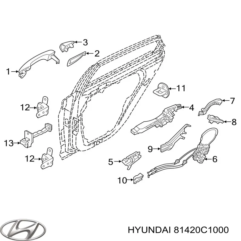 Zamek drzwi tylnych prawych Hyundai Sonata VII sedana (LF) (2014 - 2023) cena, od 89,43 USD