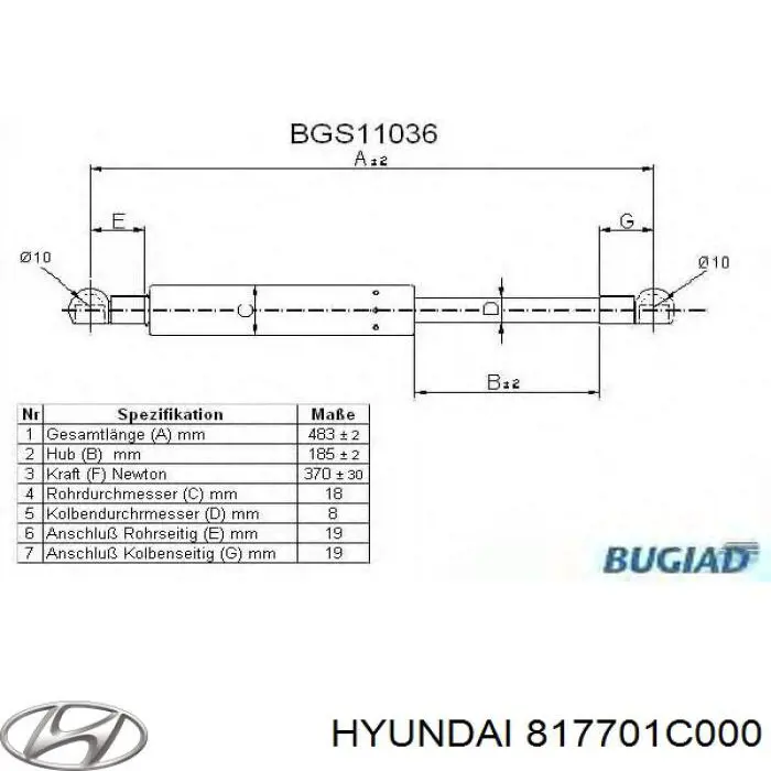 817701C000 Hyundai/Kia Amortyzator klapy bagażnika (3/5 drzwi-tylnych)