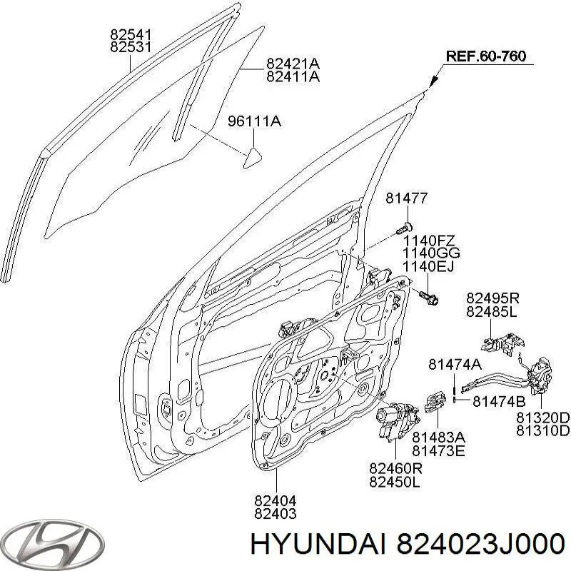 Do koszyka Mechanizm podnoszenia szyby drzwi przednich prawych Hyundai Veracruz  