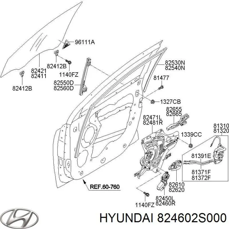 Mechanizm podnoszenia szyby drzwi przednich prawych Hyundai/Kia 824602S000 cena, od 69,81 USD