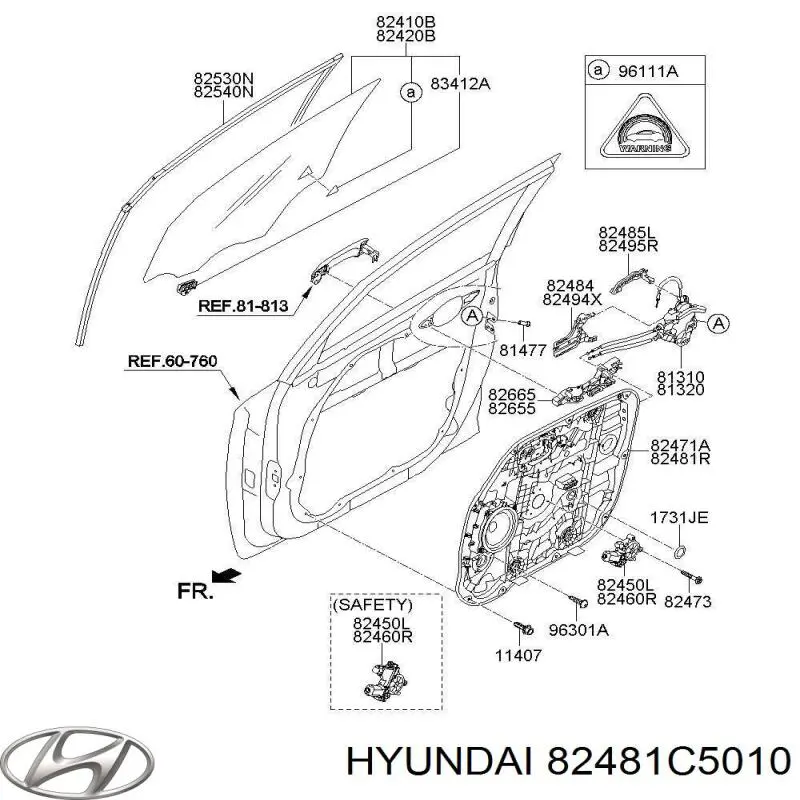 Mechanizm podnoszenia szyby drzwi przednich prawych do KIA Sorento III C5, UM