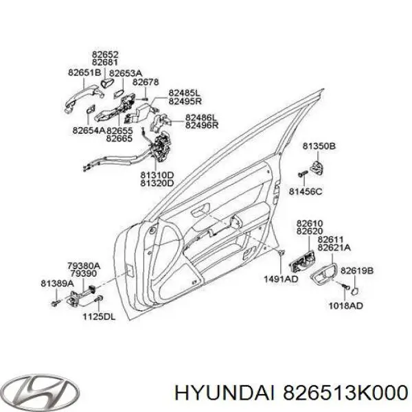 Klamka drzwi przednich zewnętrzna Hyundai/Kia 826513K000 cena, od 30,38 USD