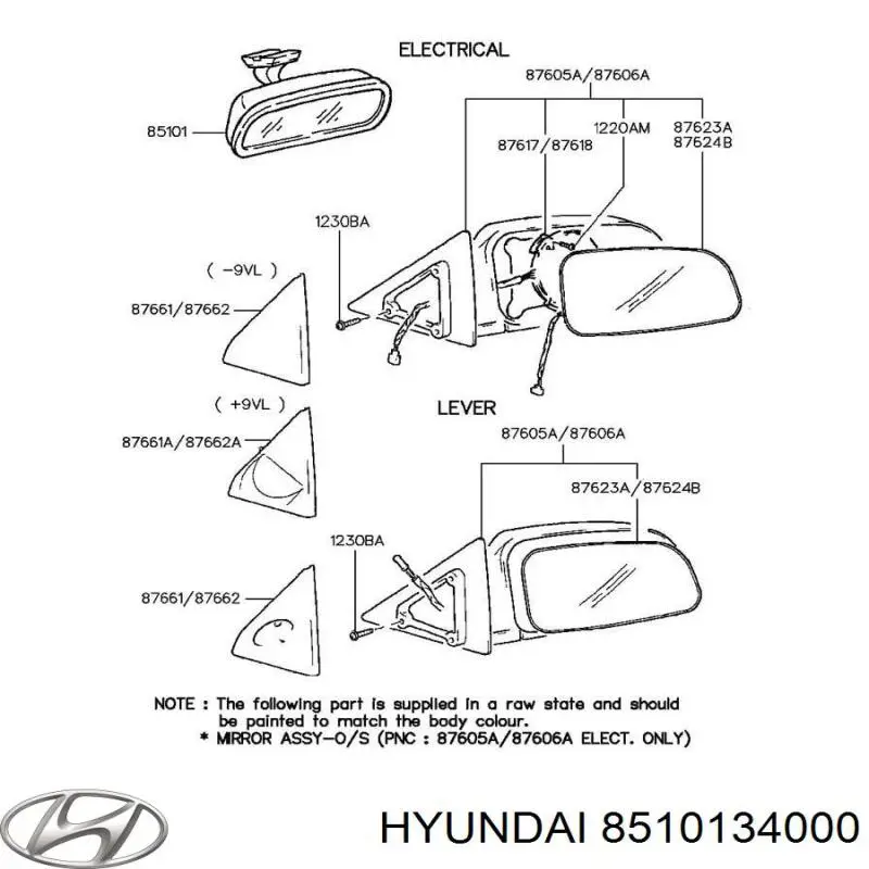 Lusterko wewnętrzne do Hyundai Matrix  FC