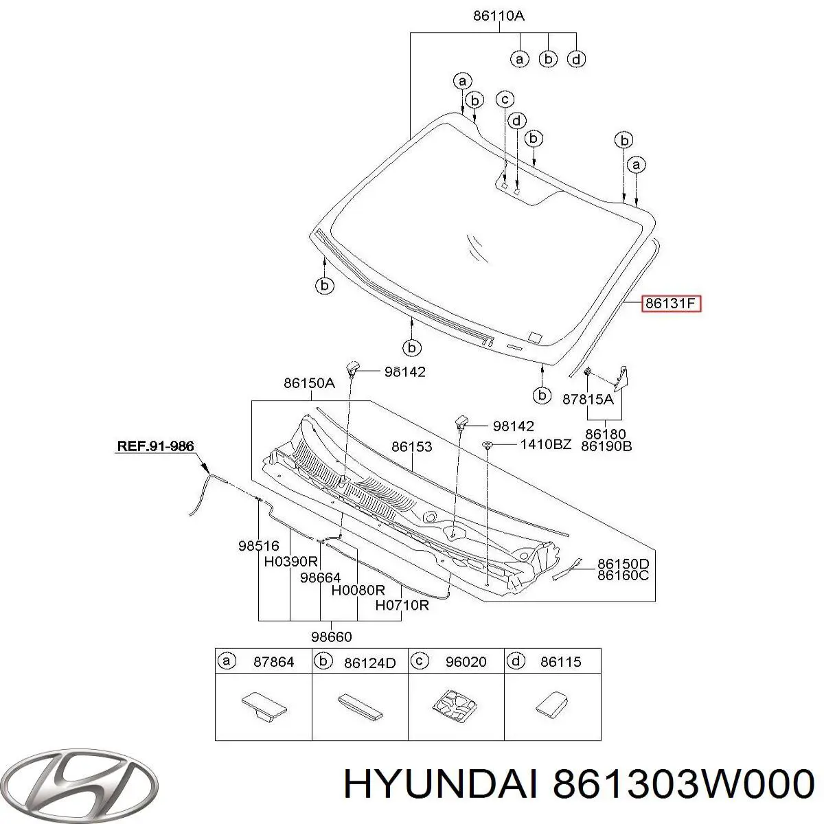 Uszczelka szyby przedniej do KIA Sportage III SL
