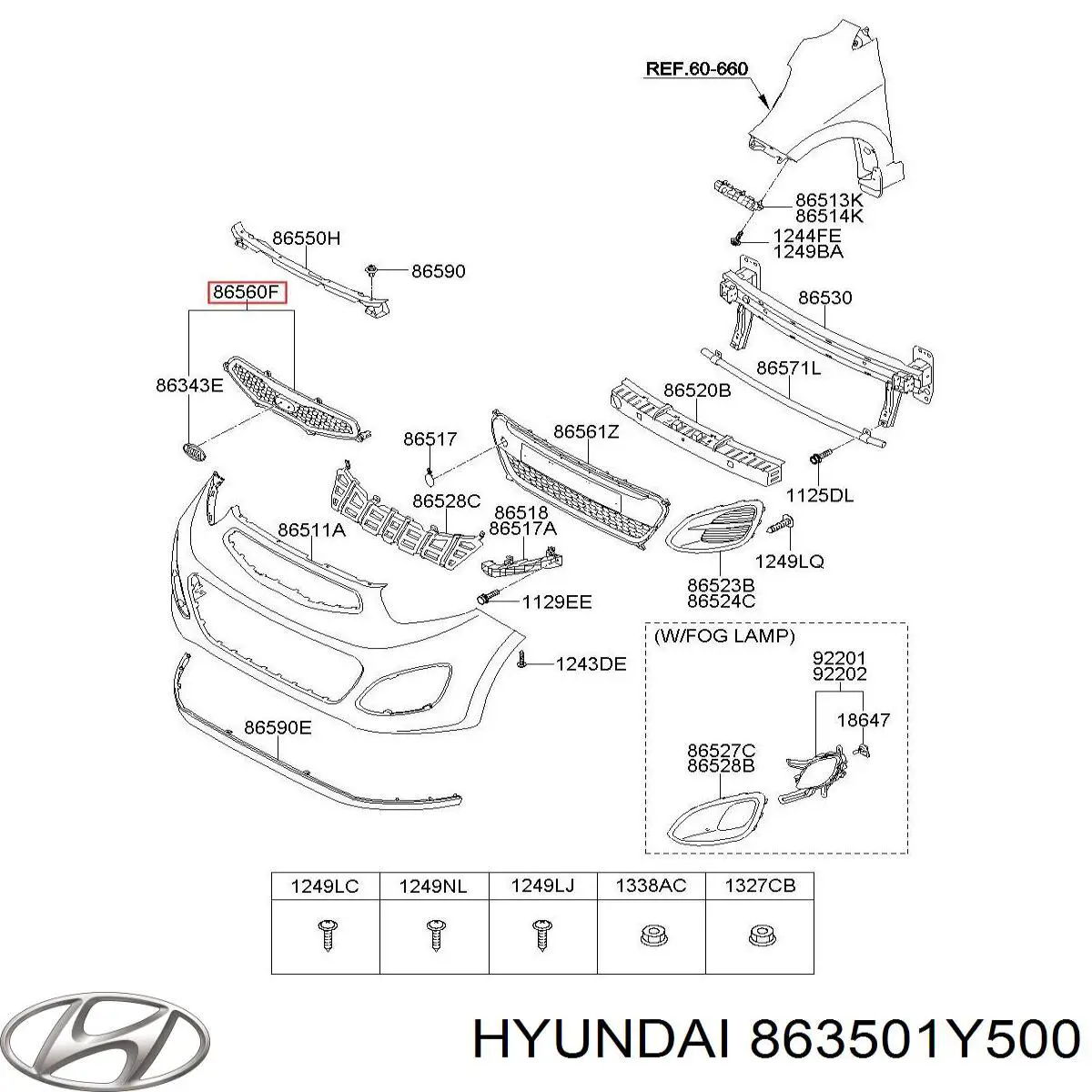 863501Y500 Hyundai/Kia Atrapa chłodnicy