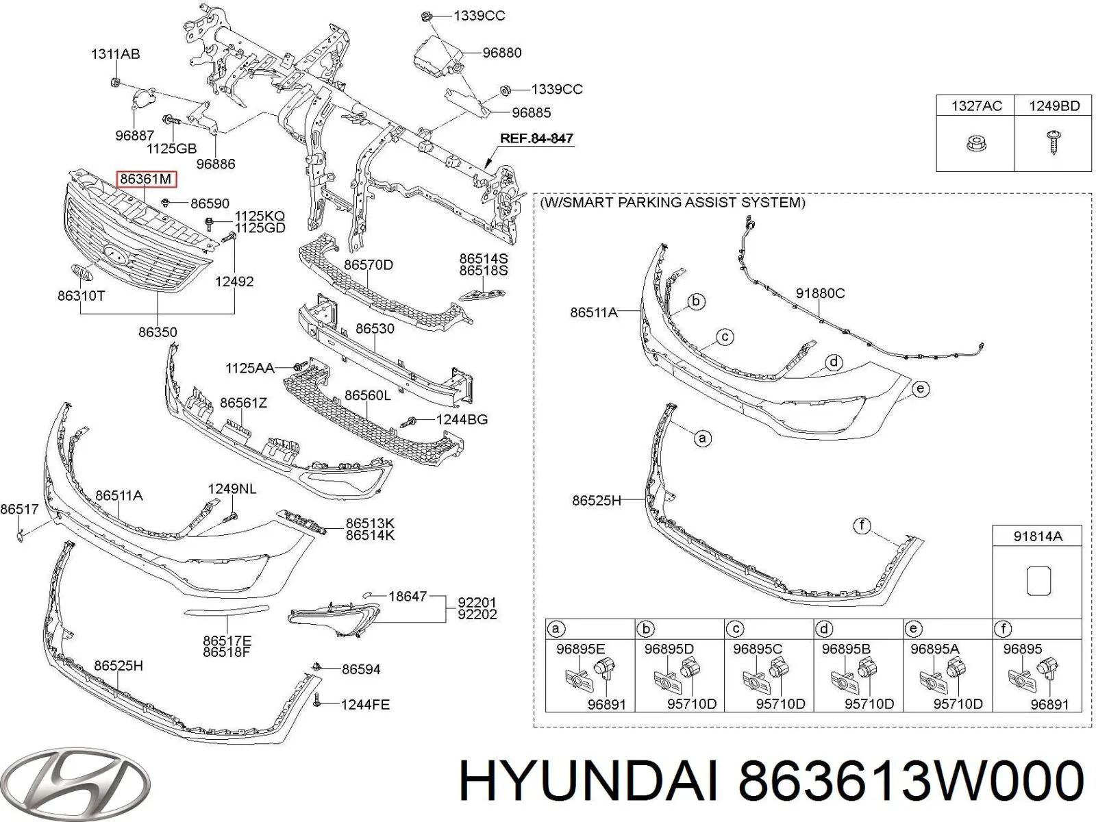 Nakładka panelu przedniego (osłony chłodnicy) górna Hyundai/Kia 863613W000 cena, od 39,06 USD