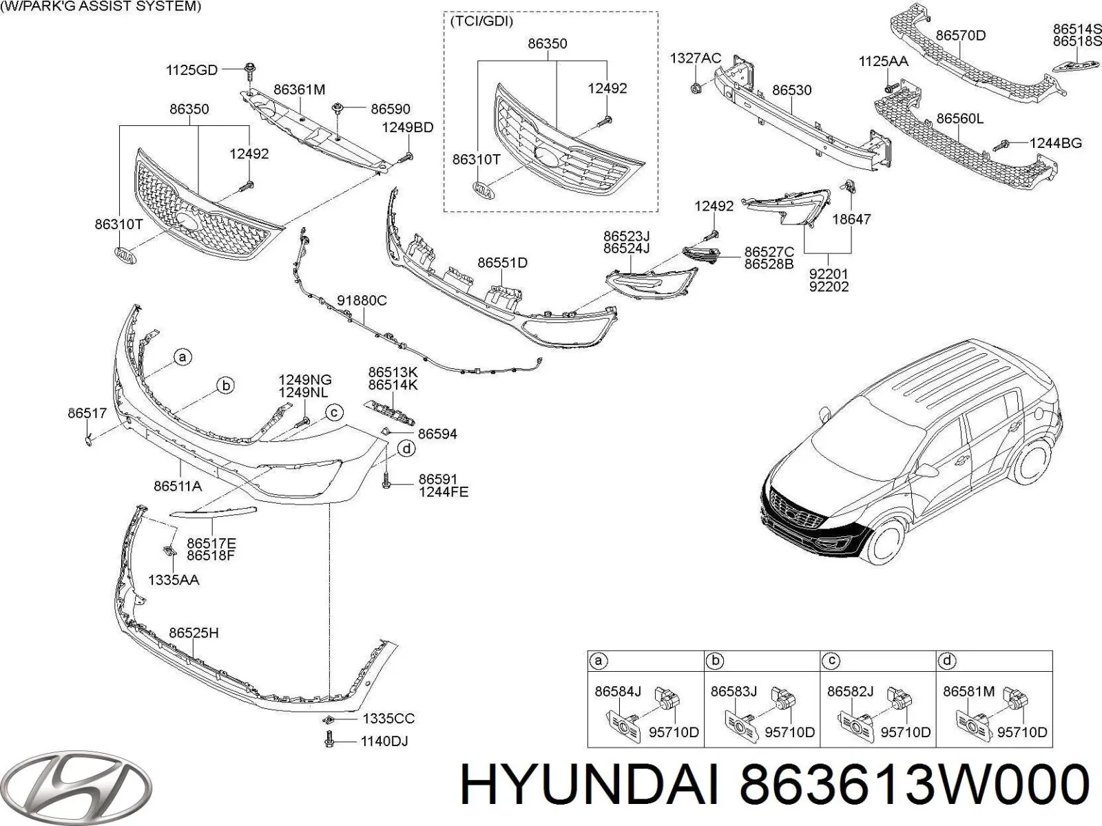 863613W000 Hyundai/Kia Nakładka panelu przedniego (osłony chłodnicy) górna