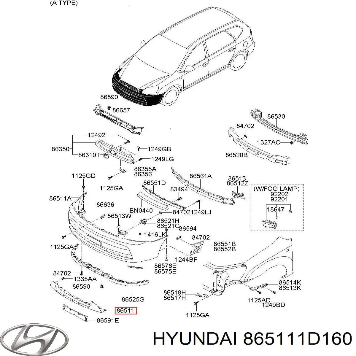 Zderzak przedni Hyundai/Kia 865111D160 cena, od 19,38 USD