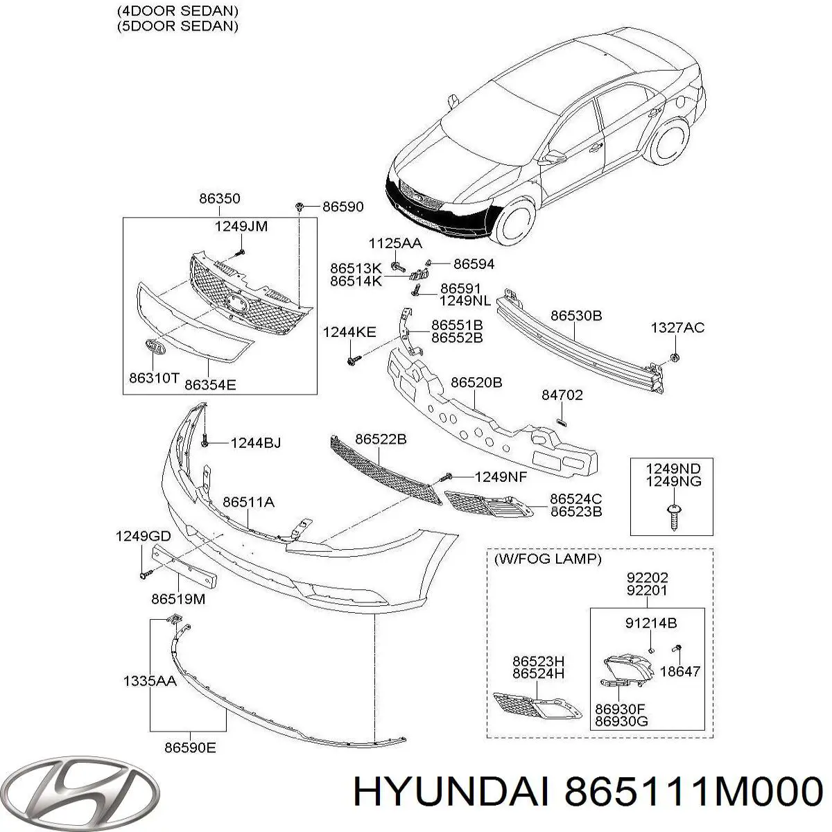 Zderzak przedni 865111M000 Hyundai/Kia