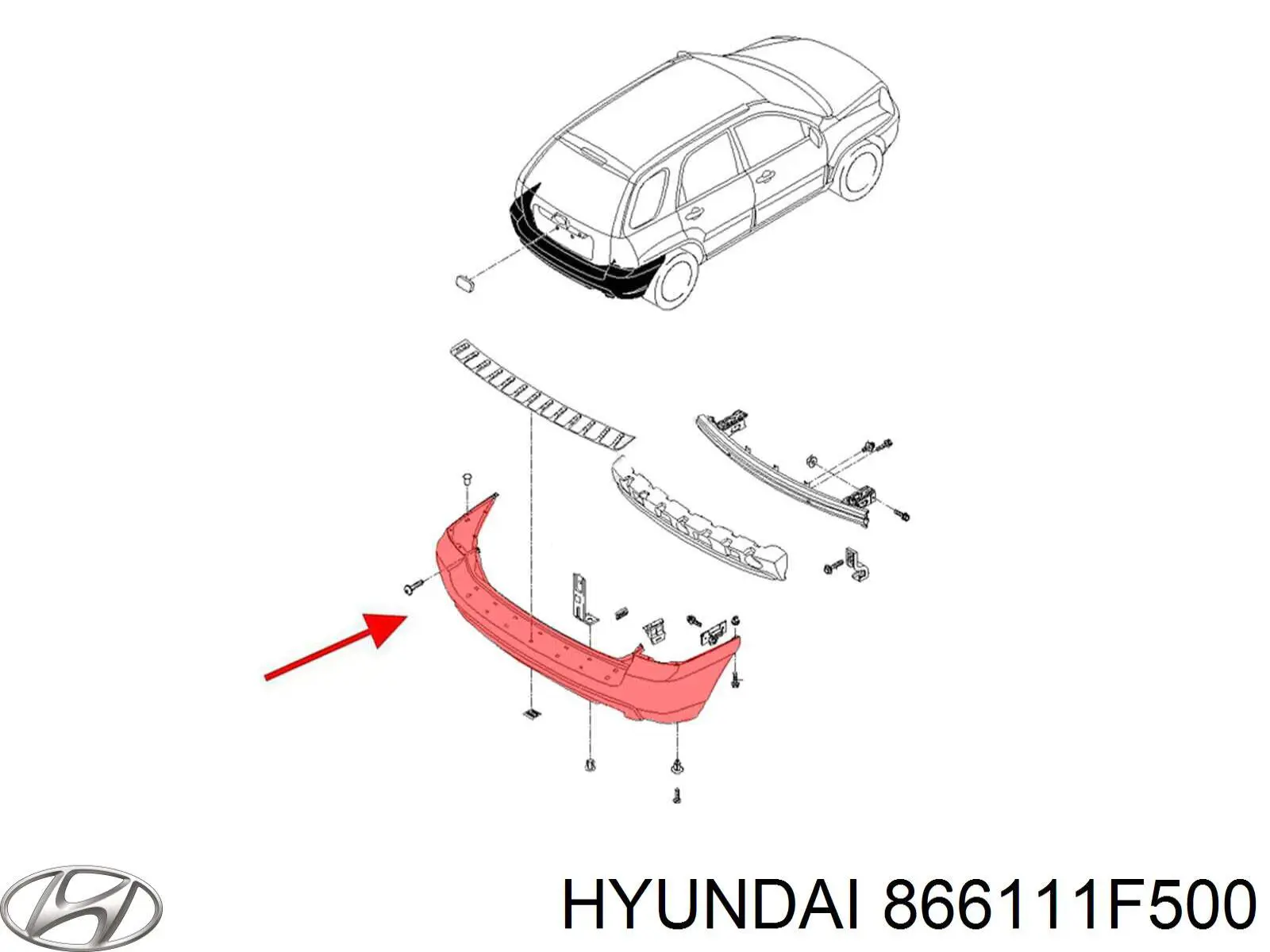 Zderzak tylny Hyundai/Kia 866111F500 cena, od 494,61 USD