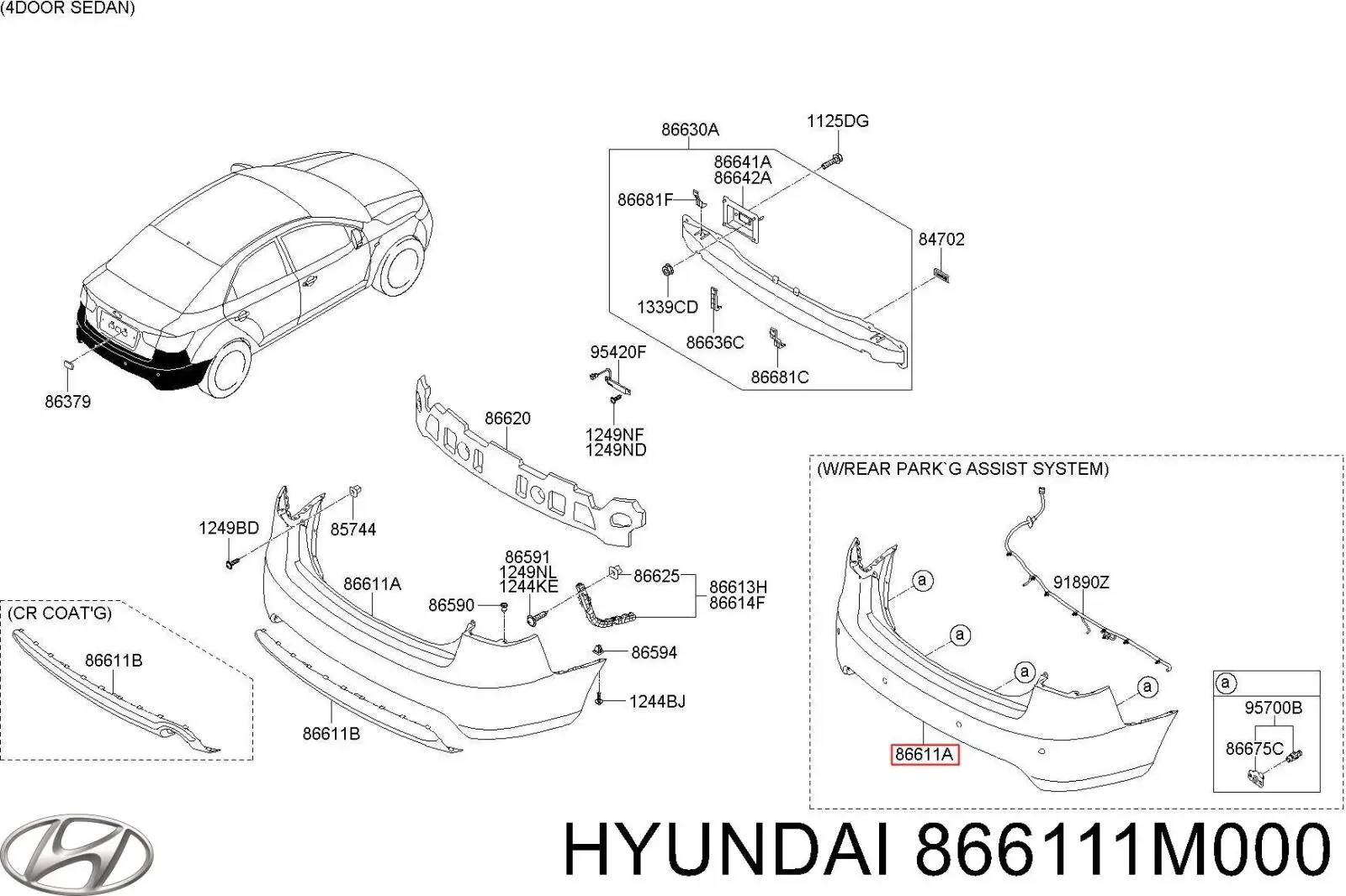 Zderzak tylny 866111M000 Hyundai/Kia