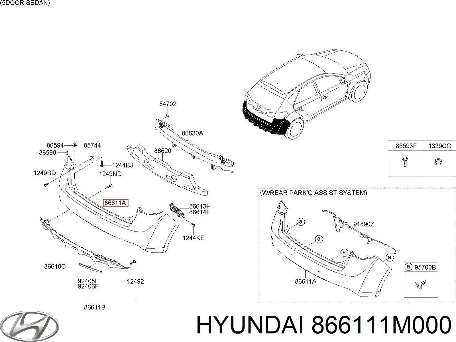 Zderzak tylny Hyundai/Kia 866111M000 cena, od 62,61 USD