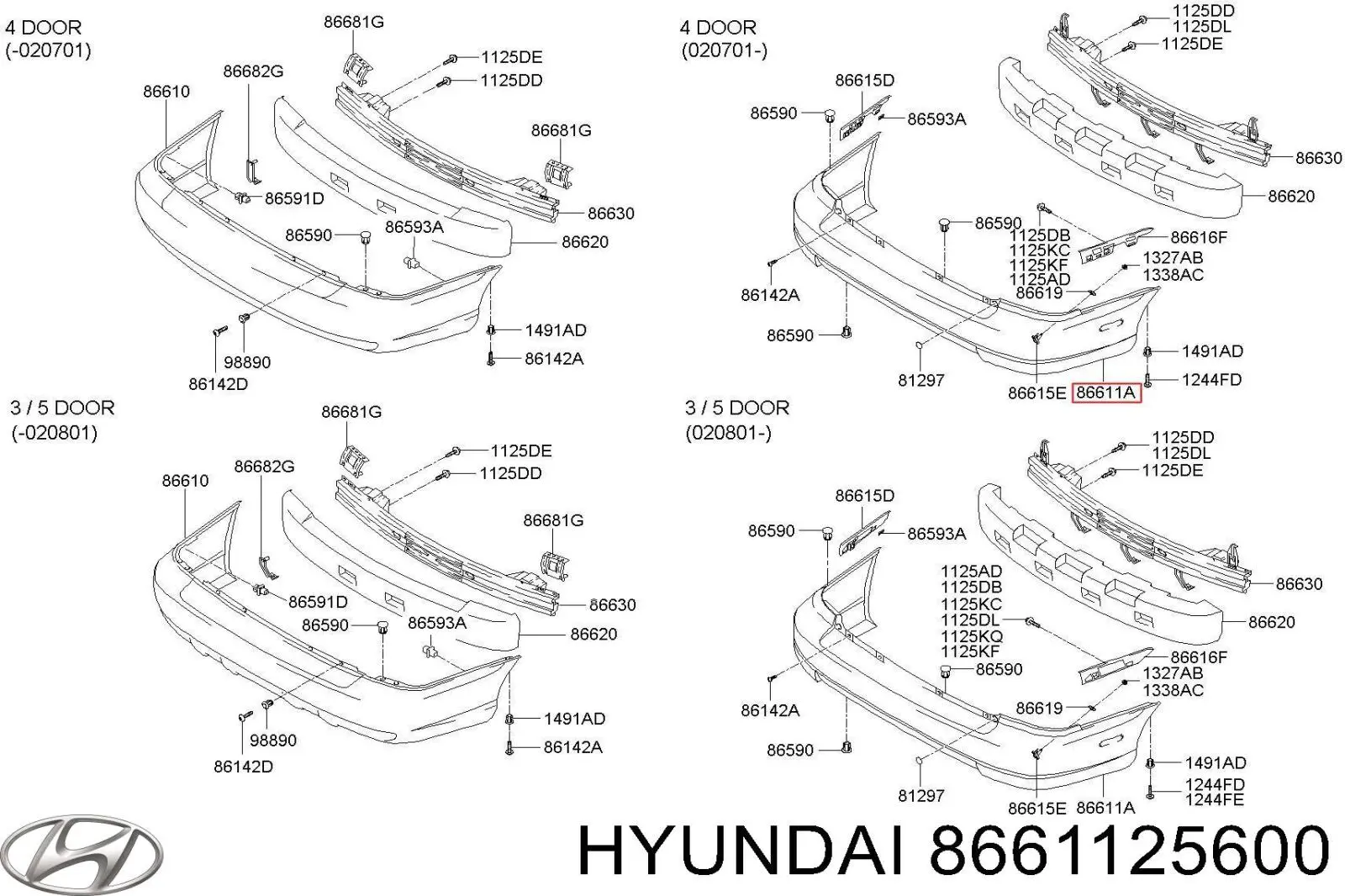 Zderzak tylny Hyundai/Kia 8661125600 cena, od 105,04 USD