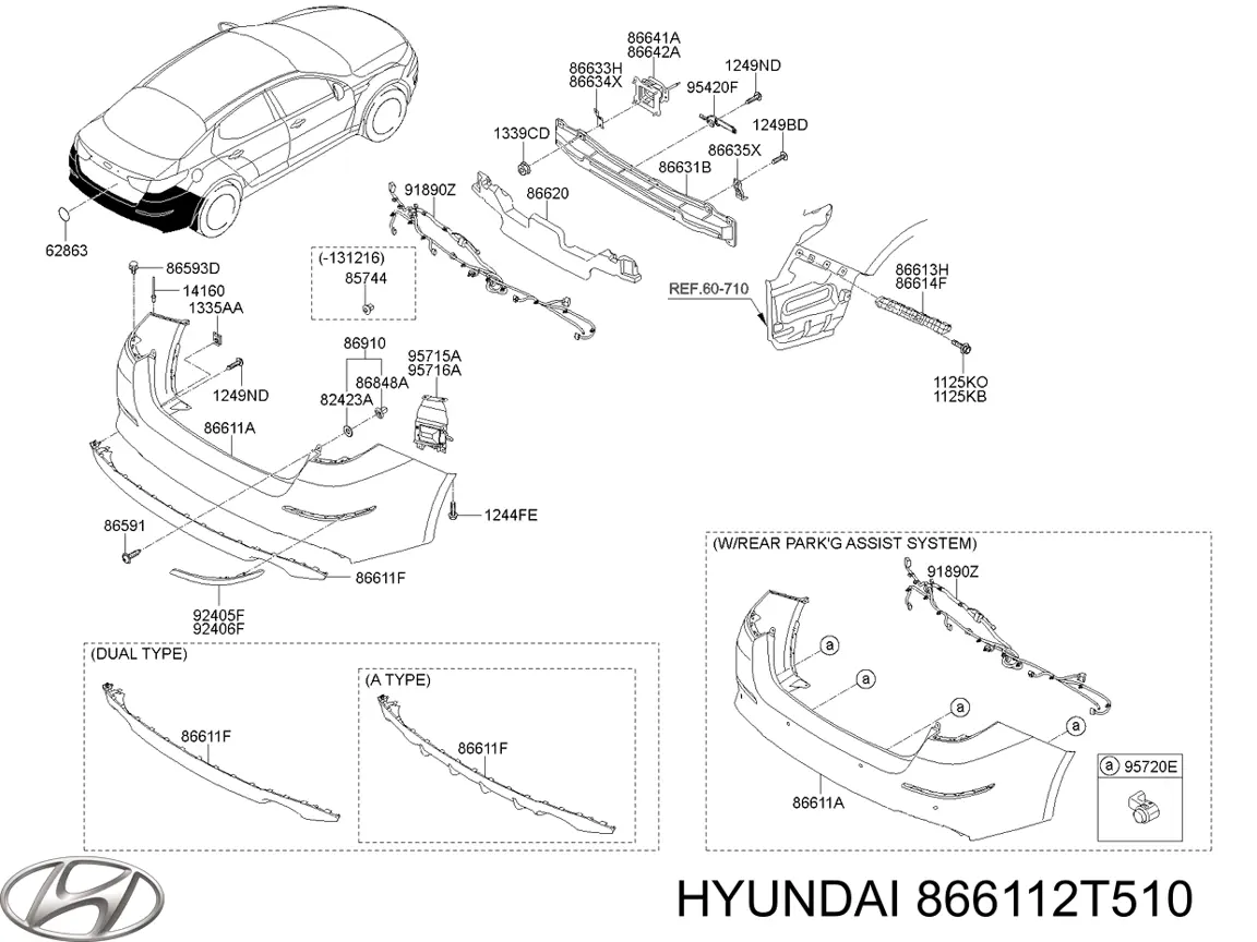 866112T510 Hyundai/Kia Zderzak tylny