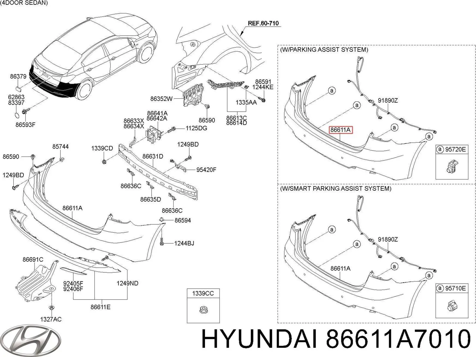 Do koszyka 86611A7010 Hyundai/Kia Zderzak tylny