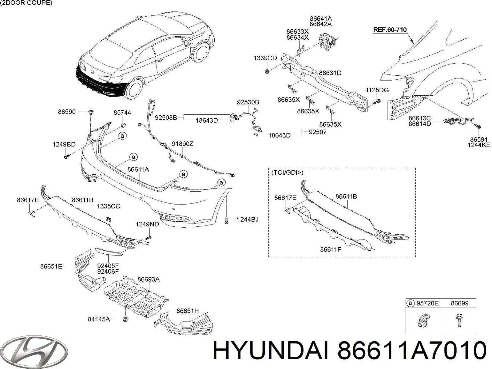 Zderzak tylny 86611A7010 Hyundai/Kia