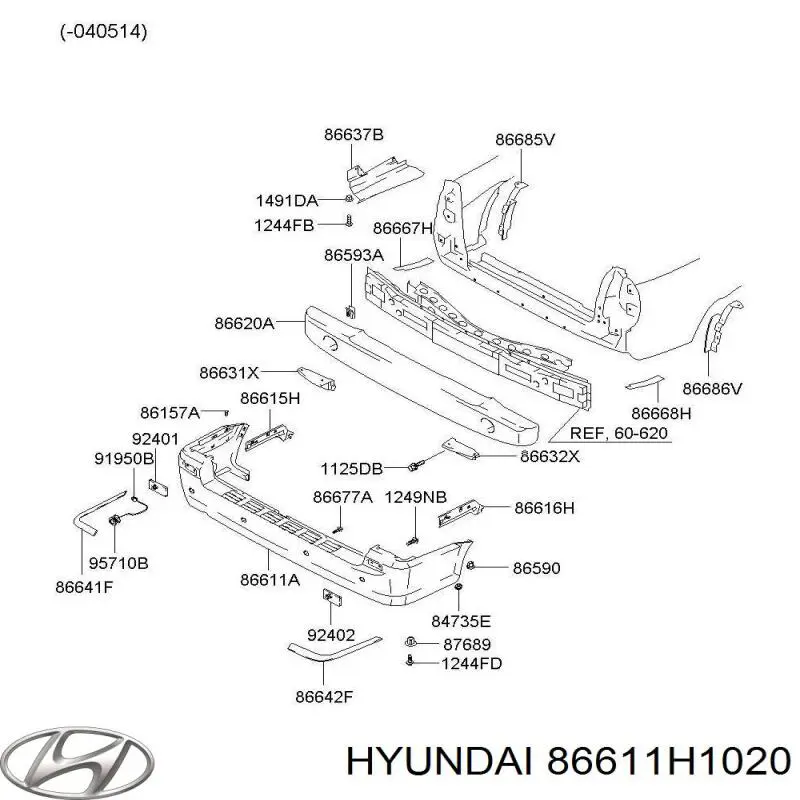 Zderzak tylny Hyundai Terracan (HP)