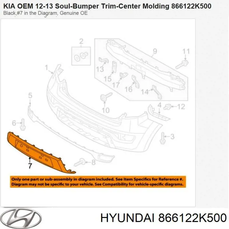 866122K500 Hyundai/Kia Zderzak tylny, dolna część