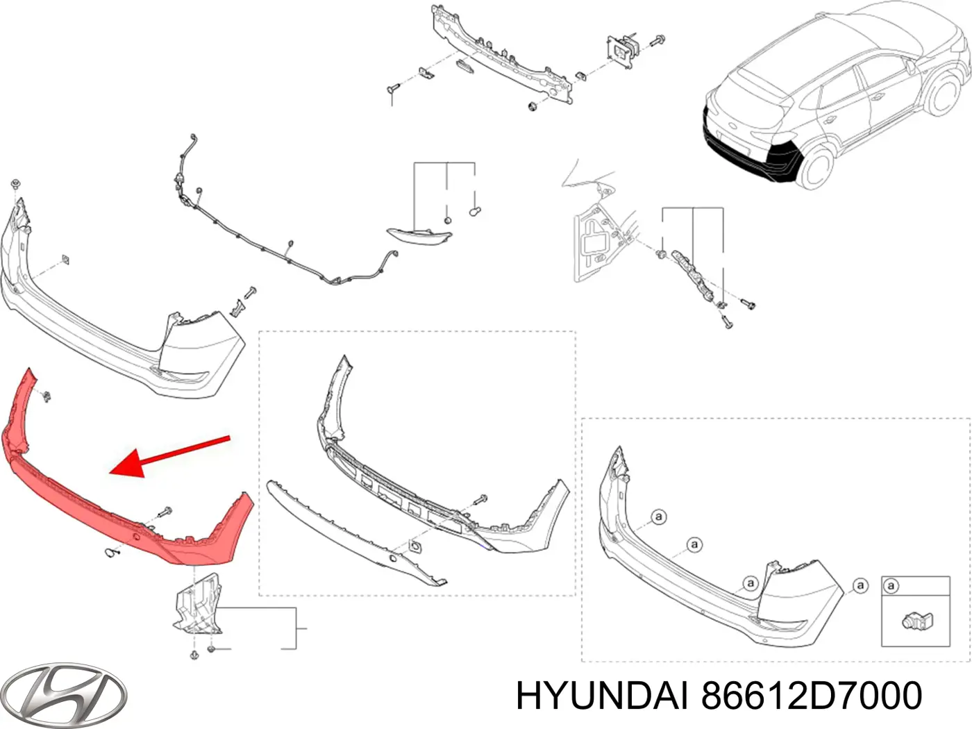 Do koszyka 86612D7000 Hyundai/Kia Zderzak tylny, dolna część