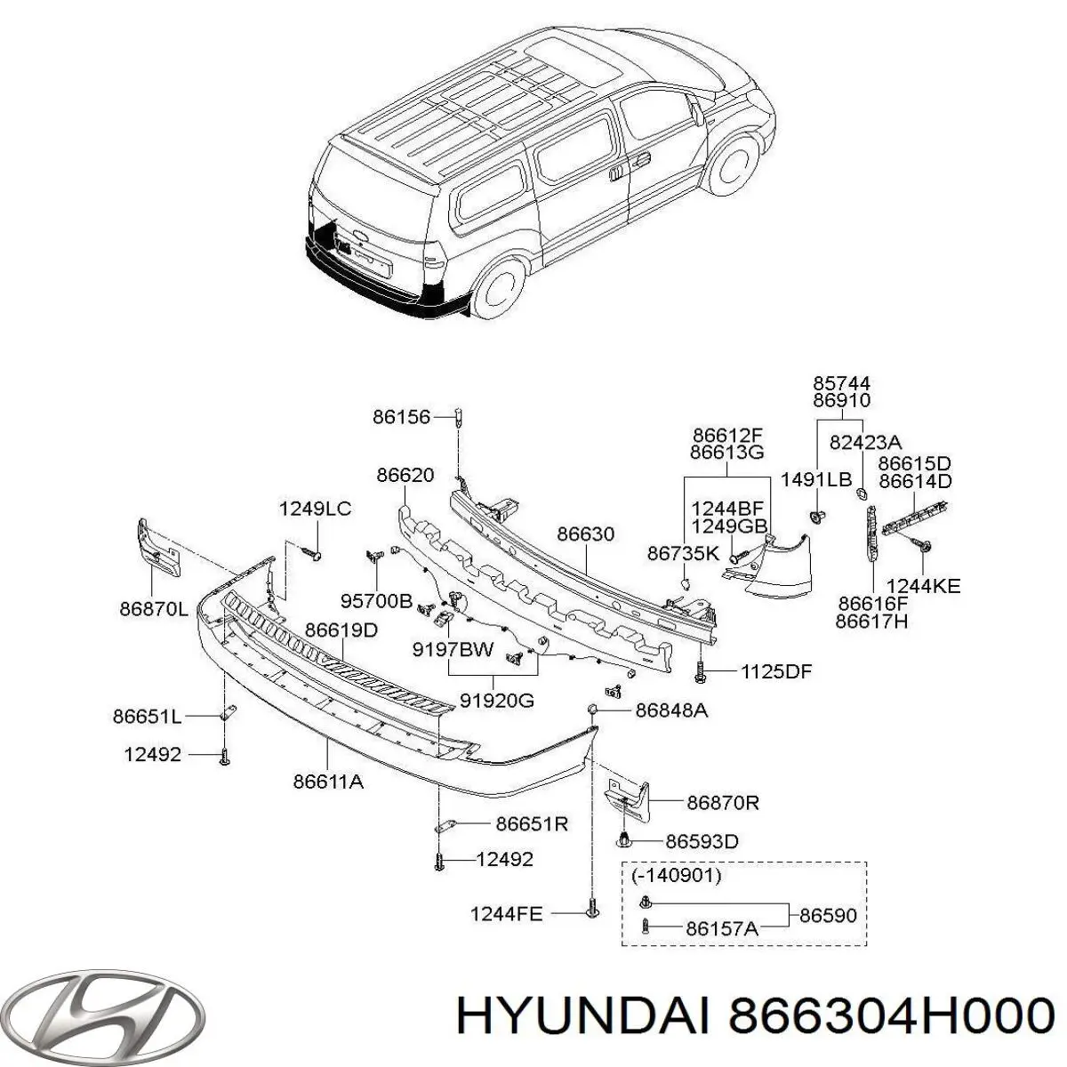 Wzmocnienie zderzaka tylnego do Hyundai H-1 STAREX Starex TQ
