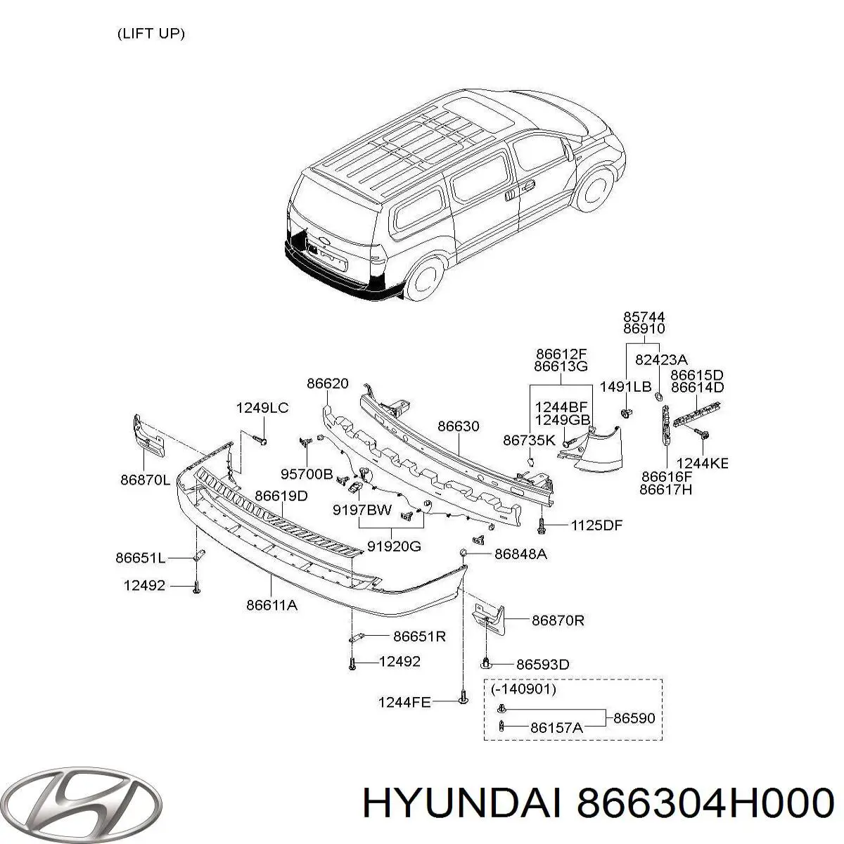 Wzmocnienie zderzaka tylnego Hyundai H-1 STAREX Starex (TQ)