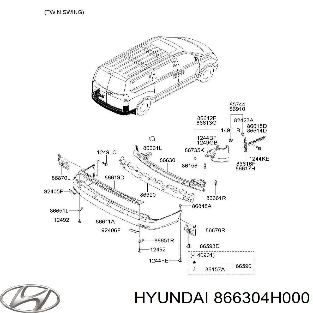 Wzmocnienie zderzaka tylnego Hyundai H-1 STAREX Starex autobus (TQ) (2007 - 2026) cena, od 87,35 USD