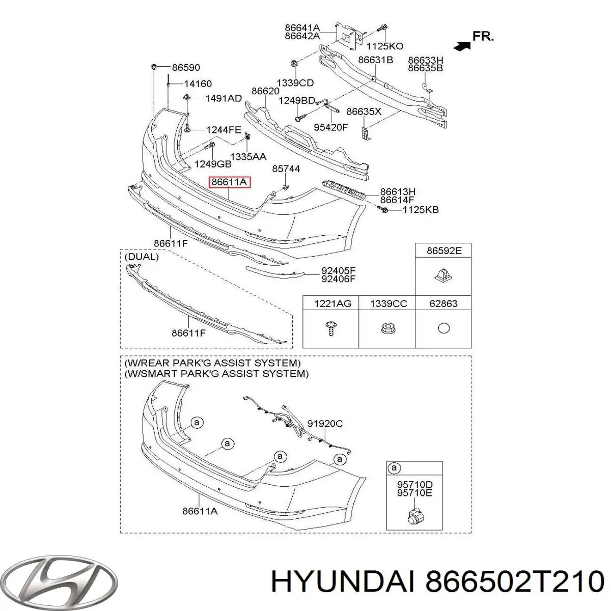 866502T210 Hyundai/Kia zderzak tylny