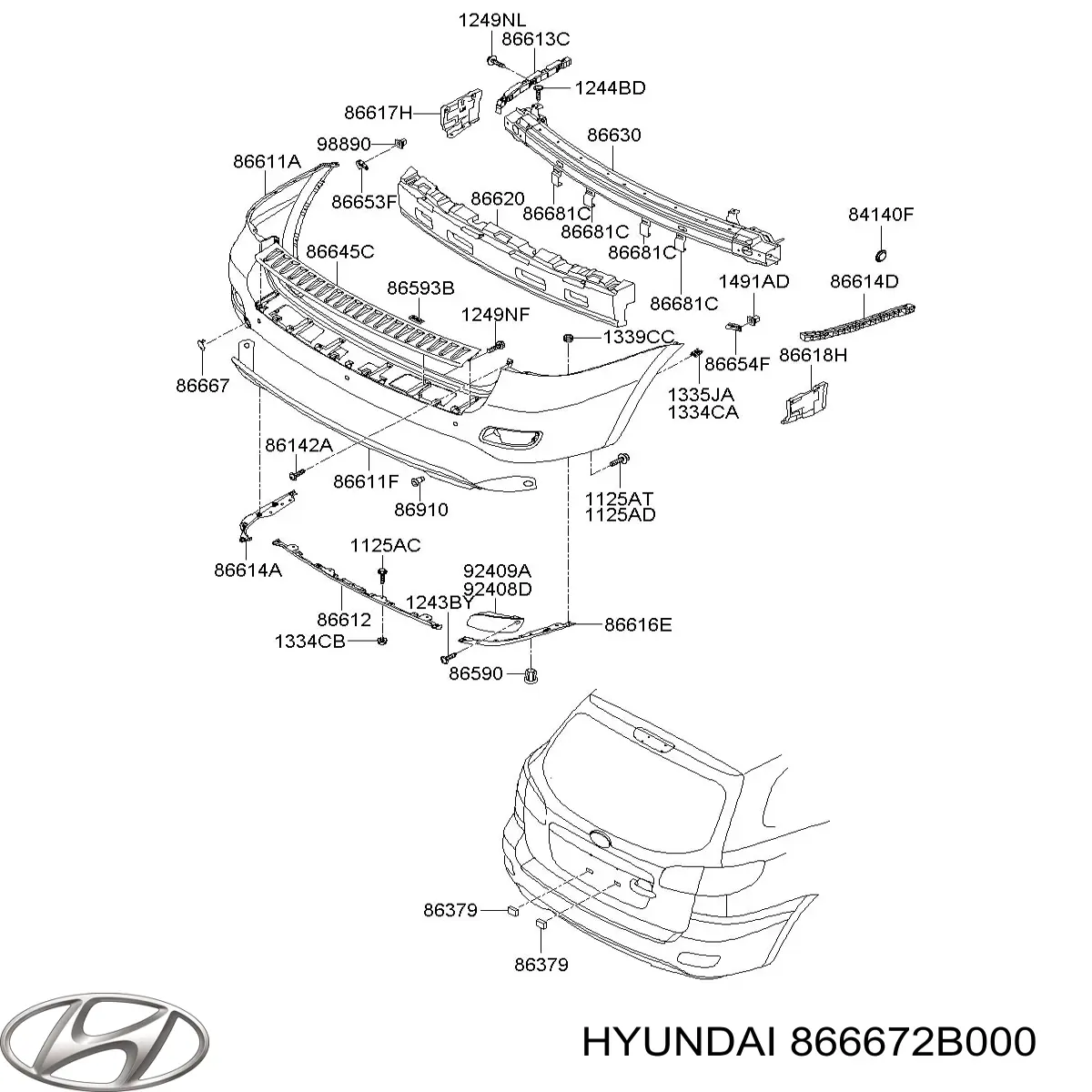 Do koszyka Zaślepka haku holowniczego zderzaka przednia Hyundai Santa Fe II CM