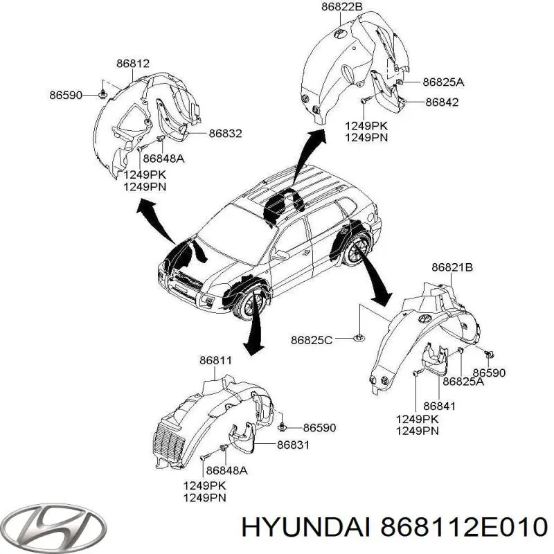 Do koszyka 868112E010 Hyundai/Kia Nadkole błotnika przedniego lewe