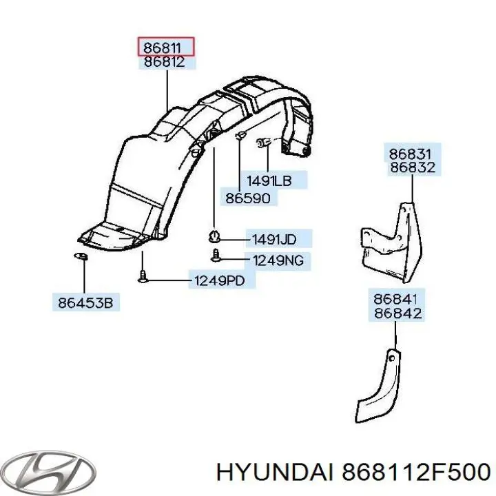 868112F500 Hyundai/Kia Nadkole błotnika przedniego lewe