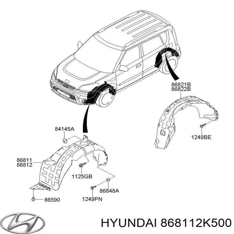 868112K500 Hyundai/Kia Nadkole błotnika przedniego lewe