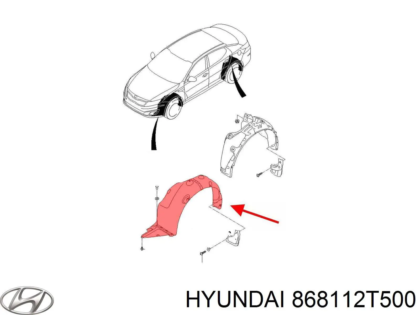 868112T500 Hyundai/Kia Nadkole błotnika przedniego lewe