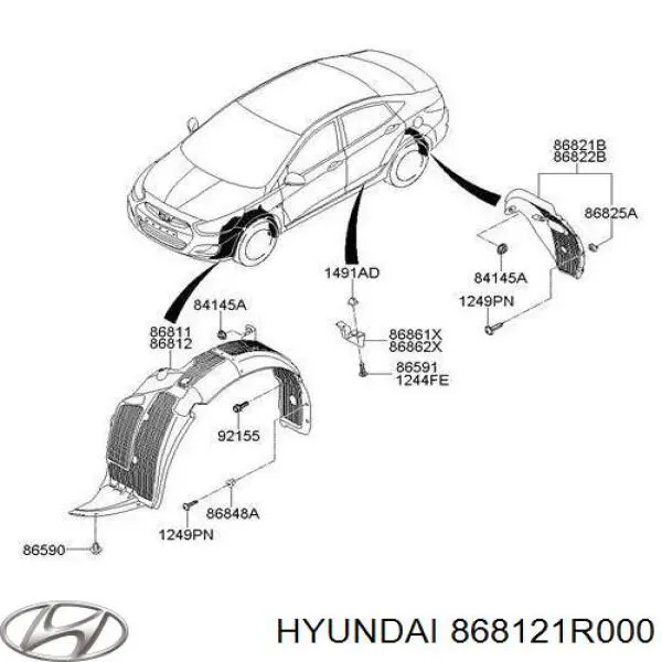 868121R000 Hyundai/Kia Nadkole błotnika przedniego prawe