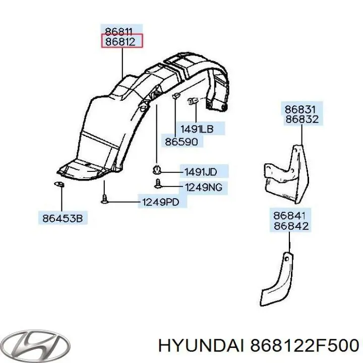 868122F500 Hyundai/Kia Nadkole błotnika przedniego prawe