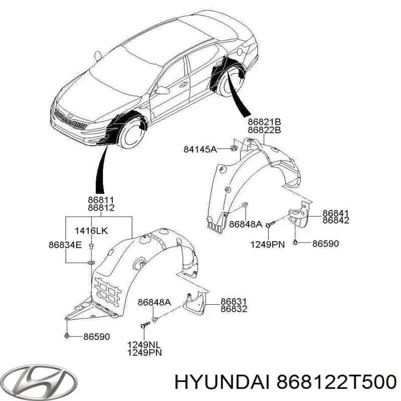 868122T500 Hyundai/Kia Nadkole błotnika przedniego prawe