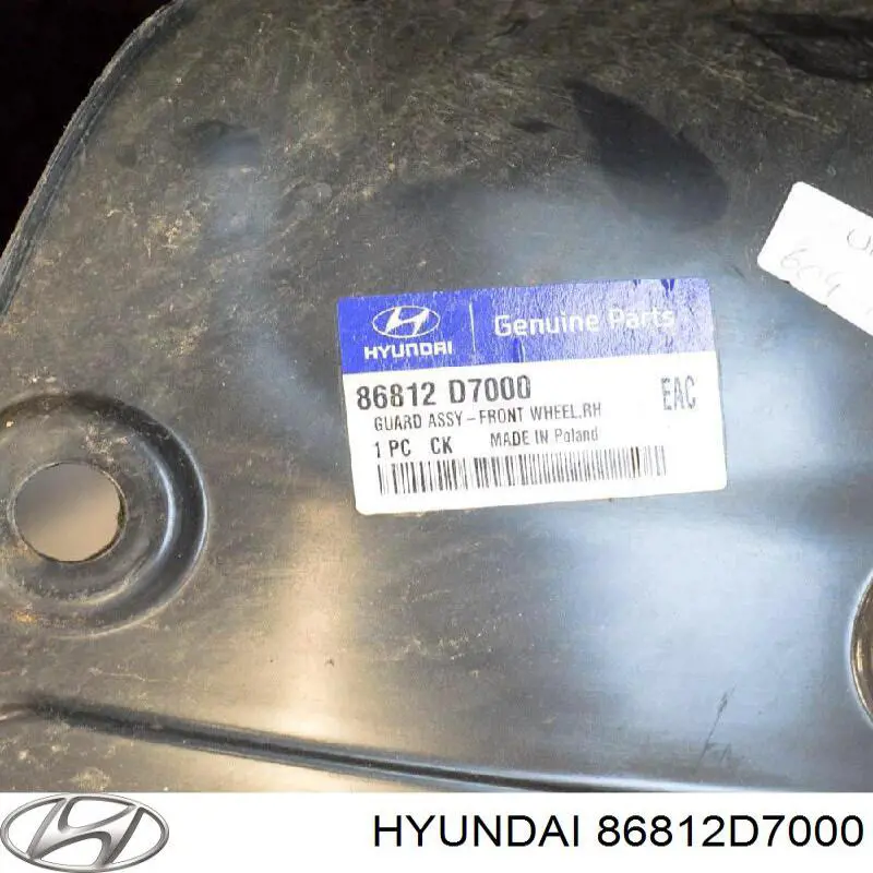 Nadkole błotnika przedniego prawe Hyundai/Kia 86812D7000 cena, od 23,67 USD