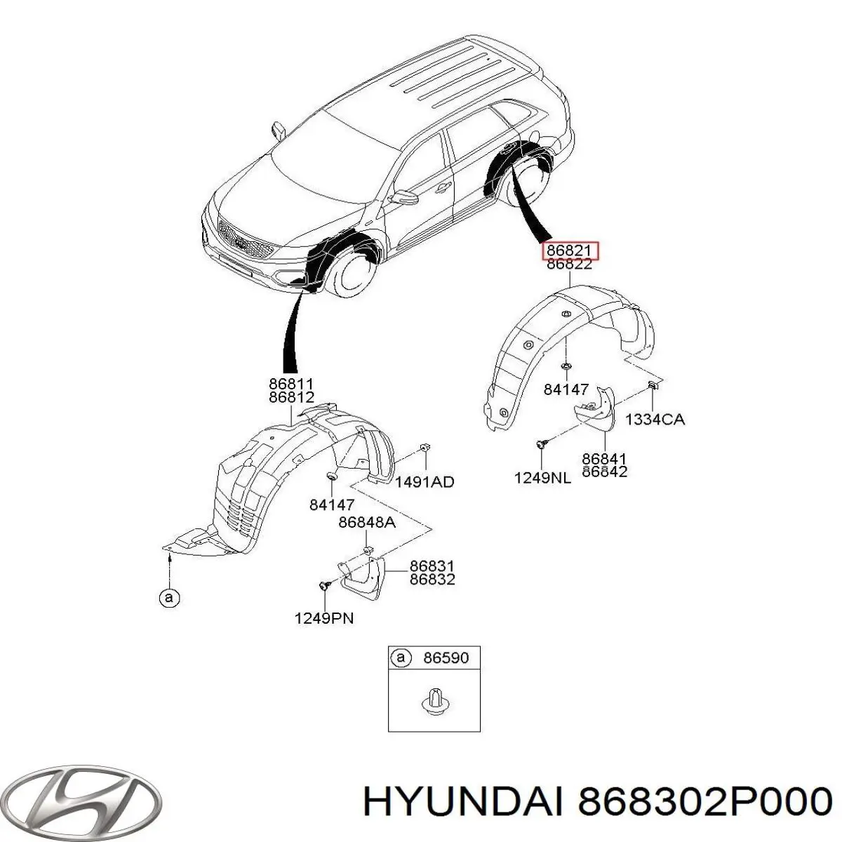 868302P000 Hyundai/Kia Nadkole błotnika tylnego lewe