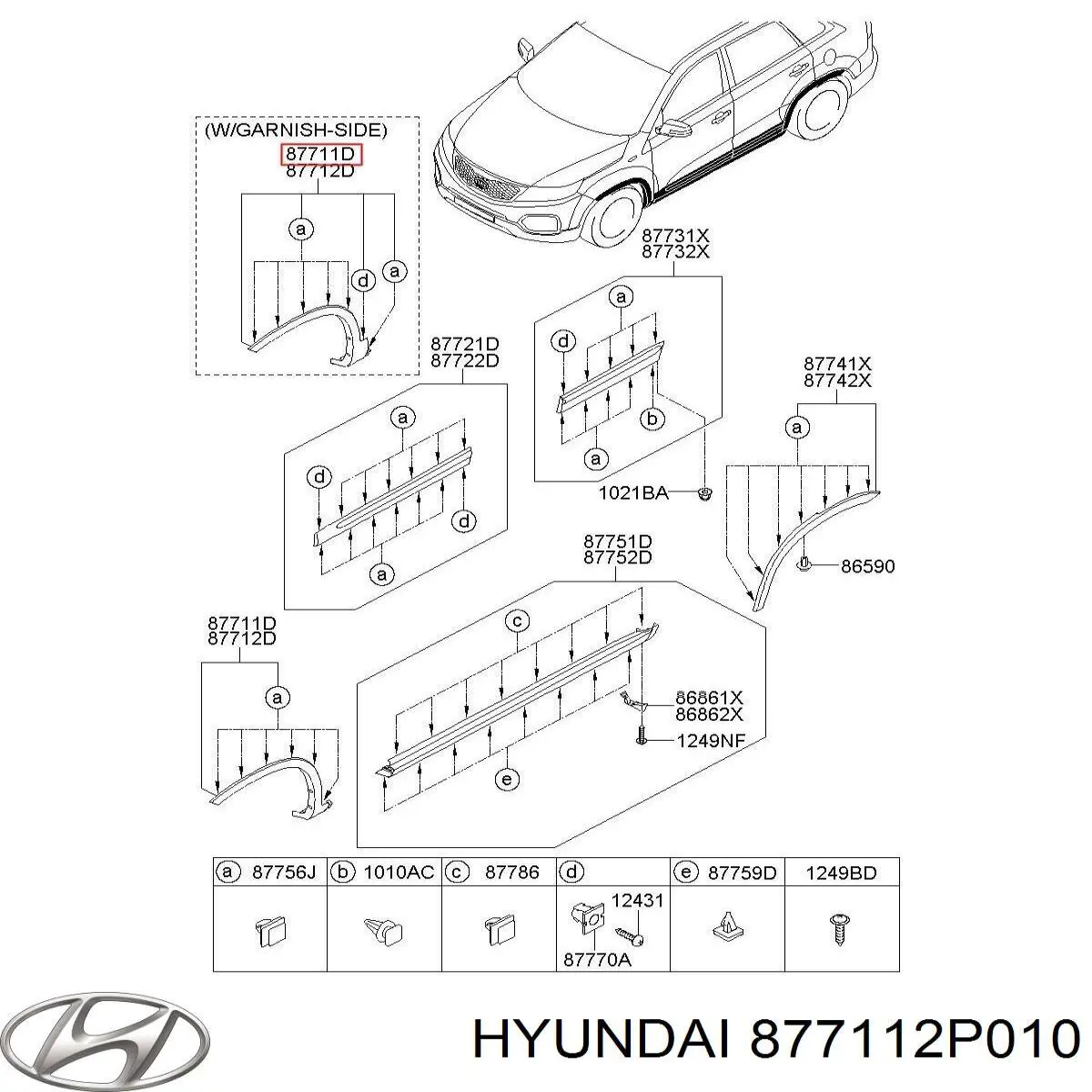 877112P010 Hyundai/Kia Listwa ochronna błotnika przedniego lewego