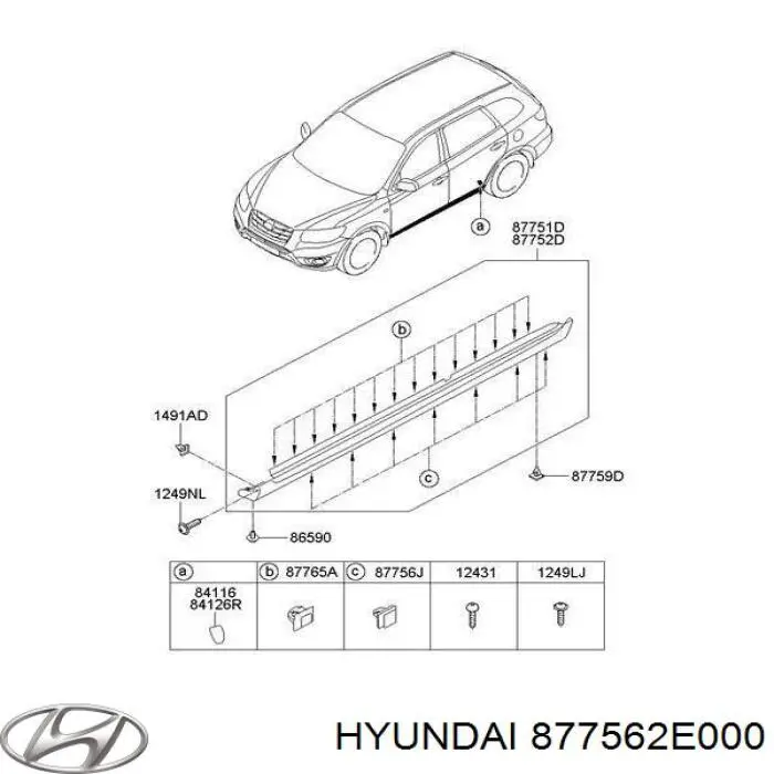 877562E000 Hyundai/Kia spinka mocowania nakładek progów