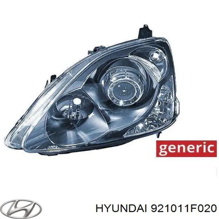 Do koszyka 921011F000 Hyundai/Kia Reflektor lewy