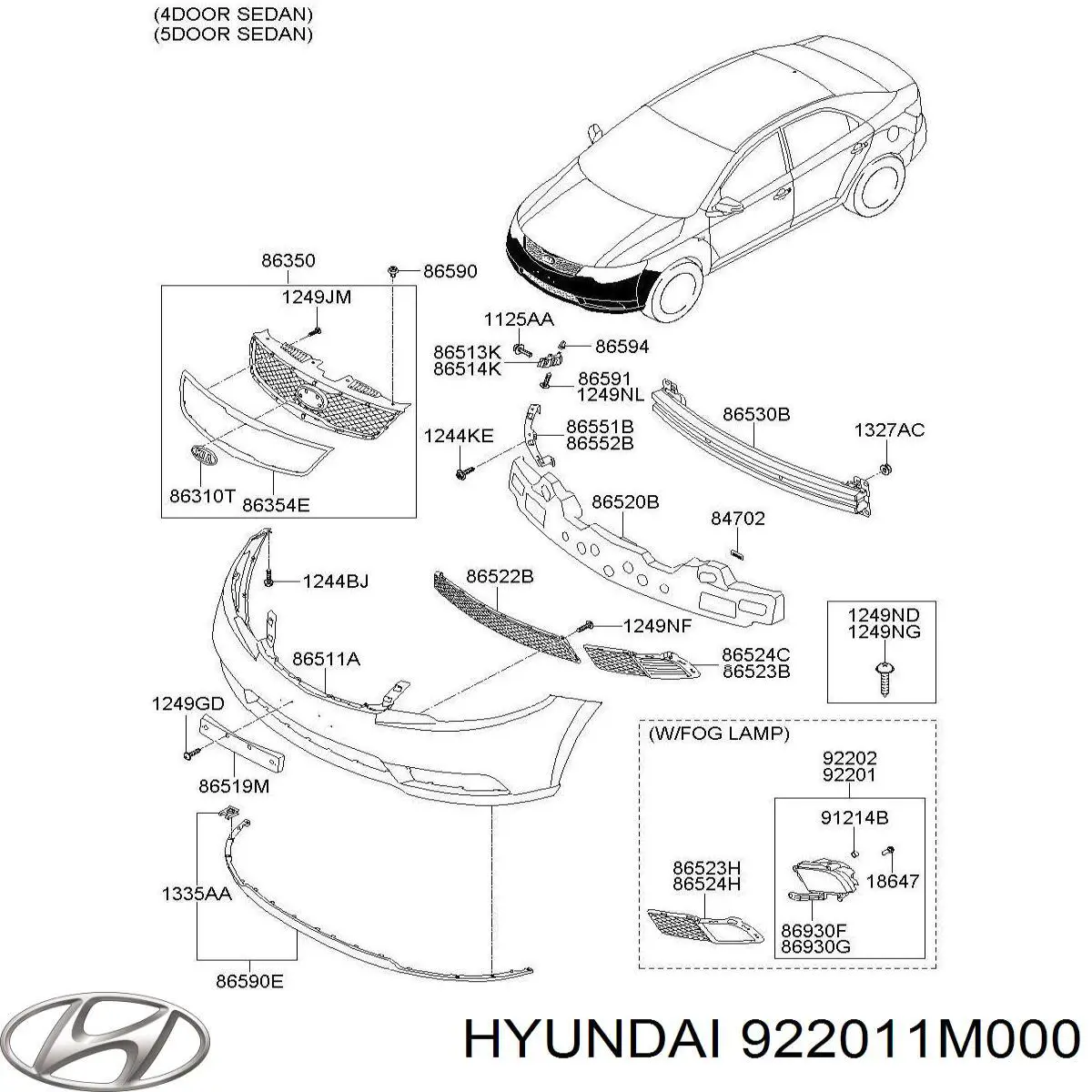 Do koszyka 922011M000 Hyundai/Kia Lampa przeciwmgielna lewa