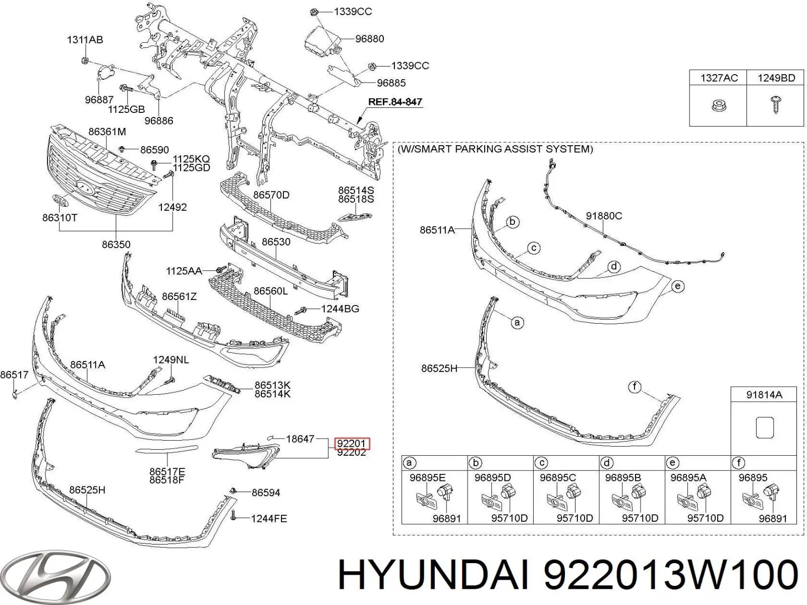 922013W100 Hyundai/Kia Lampa przeciwmgielna lewa
