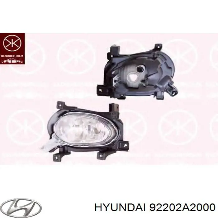 Lampa przeciwmgielna prawa Hyundai/Kia 92202A2000 cena, od 61,25 USD