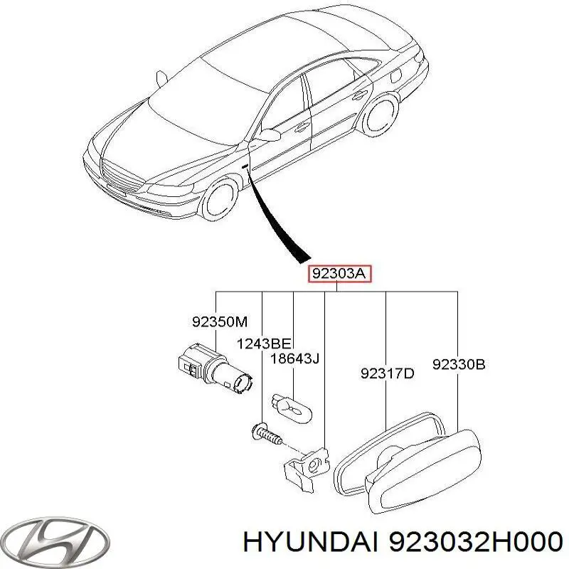 Powtarzacz kierunkowskazu na błotniku Hyundai/Kia 923032H000 cena, od 42,67 USD