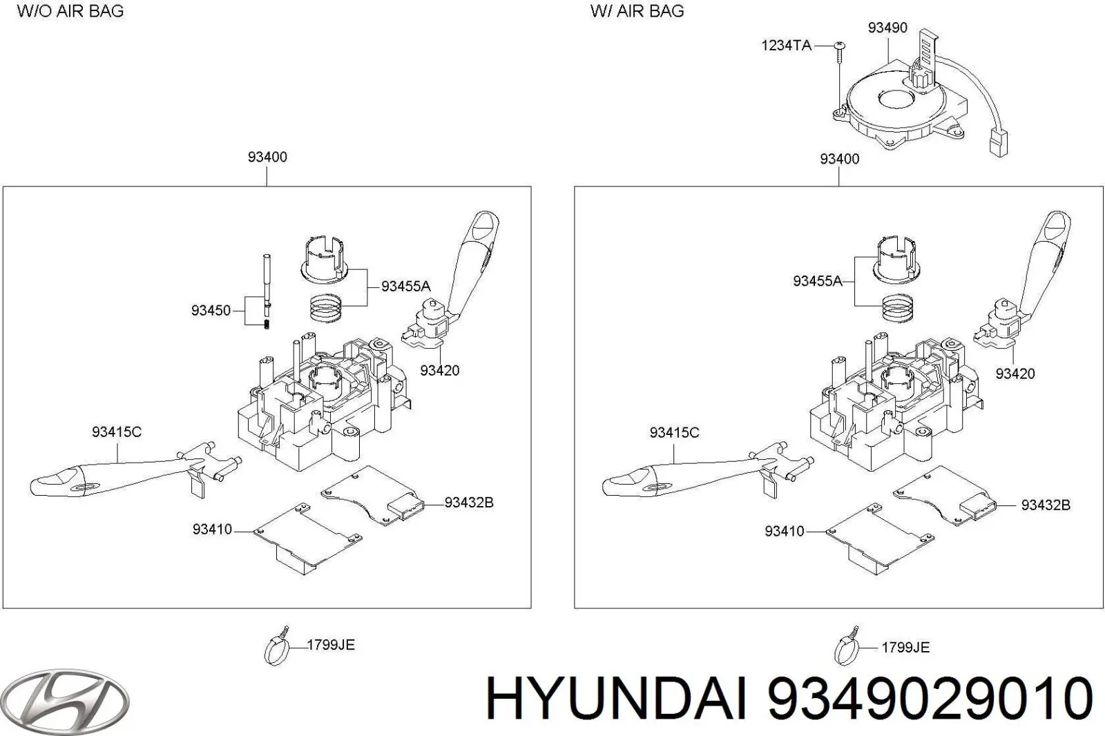 Pierścień kontaktowy AIRBAG, taśma kierownicy Hyundai/Kia 9349029011 cena, od 56,18 USD