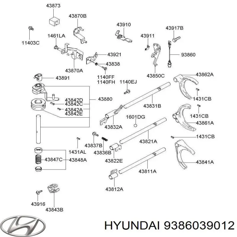 Czujnik włączania światła cofania 9386039012 Hyundai/Kia