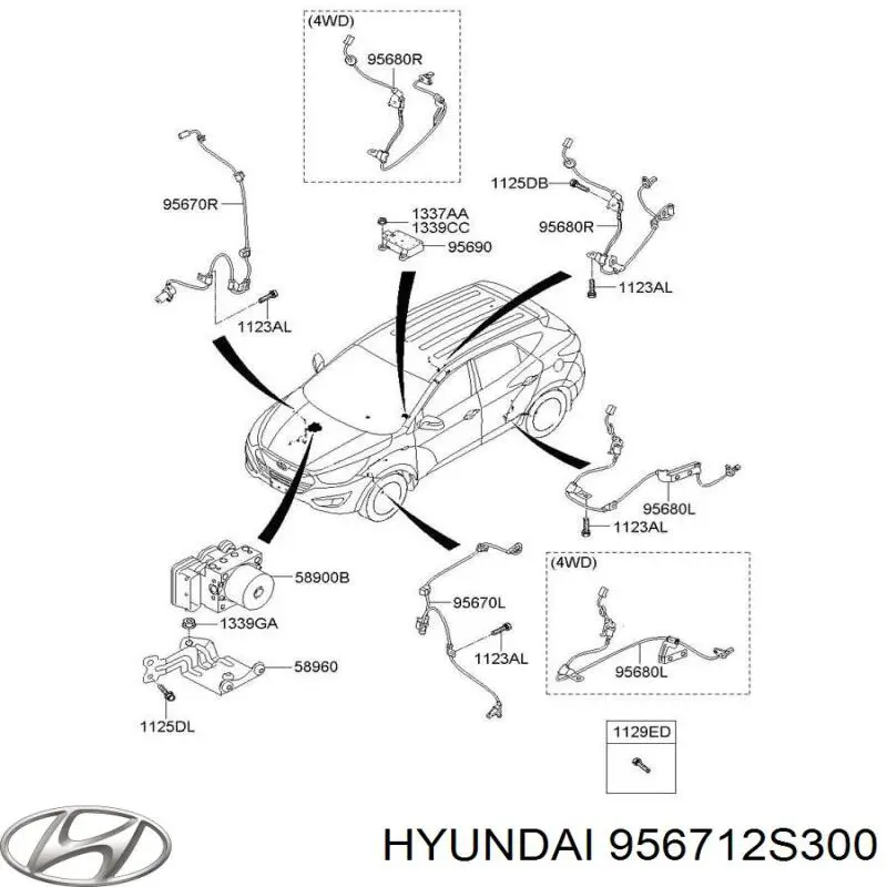 Czujnik ABS przedni prawy Hyundai/Kia 956712S300 cena, od 22,07 USD