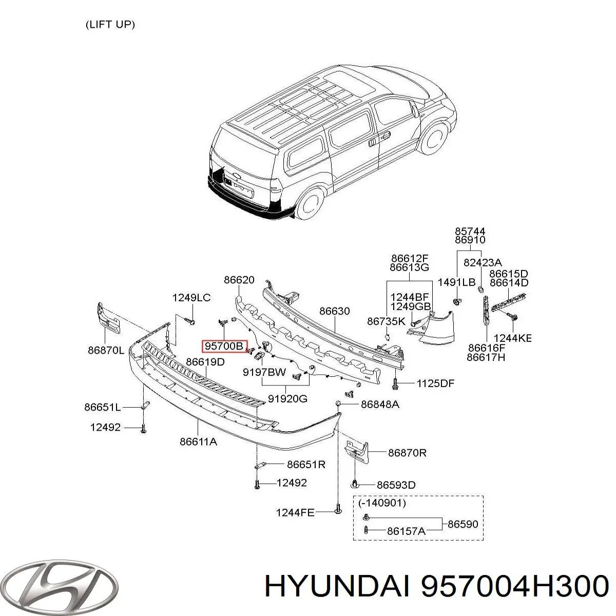 Do koszyka 957004H300 Hyundai/Kia Czujnik parkowania tylny