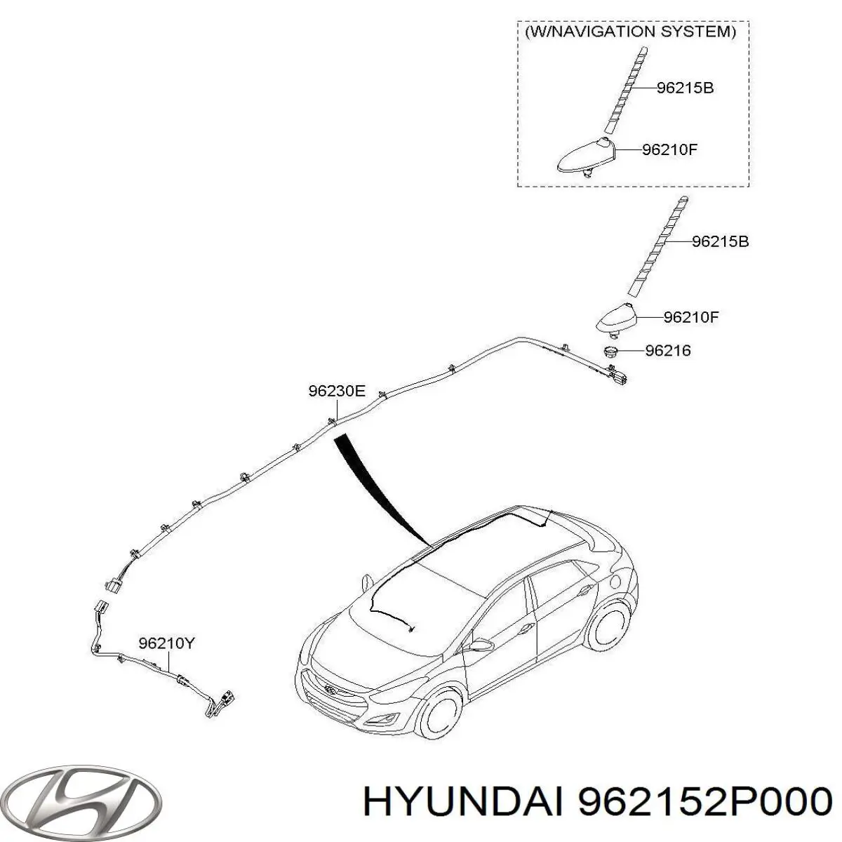 Pręt anteny Hyundai/Kia 962152P000 cena, od 15,35 USD